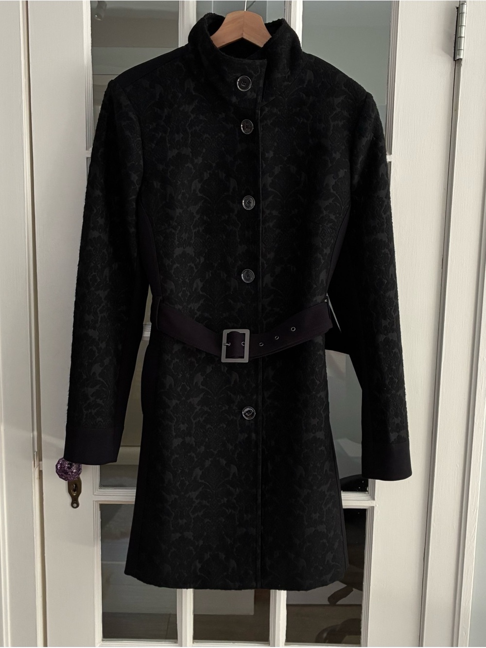 Le Chateau Women's Lined Black Textured Mid Lenght Coat Size XXL